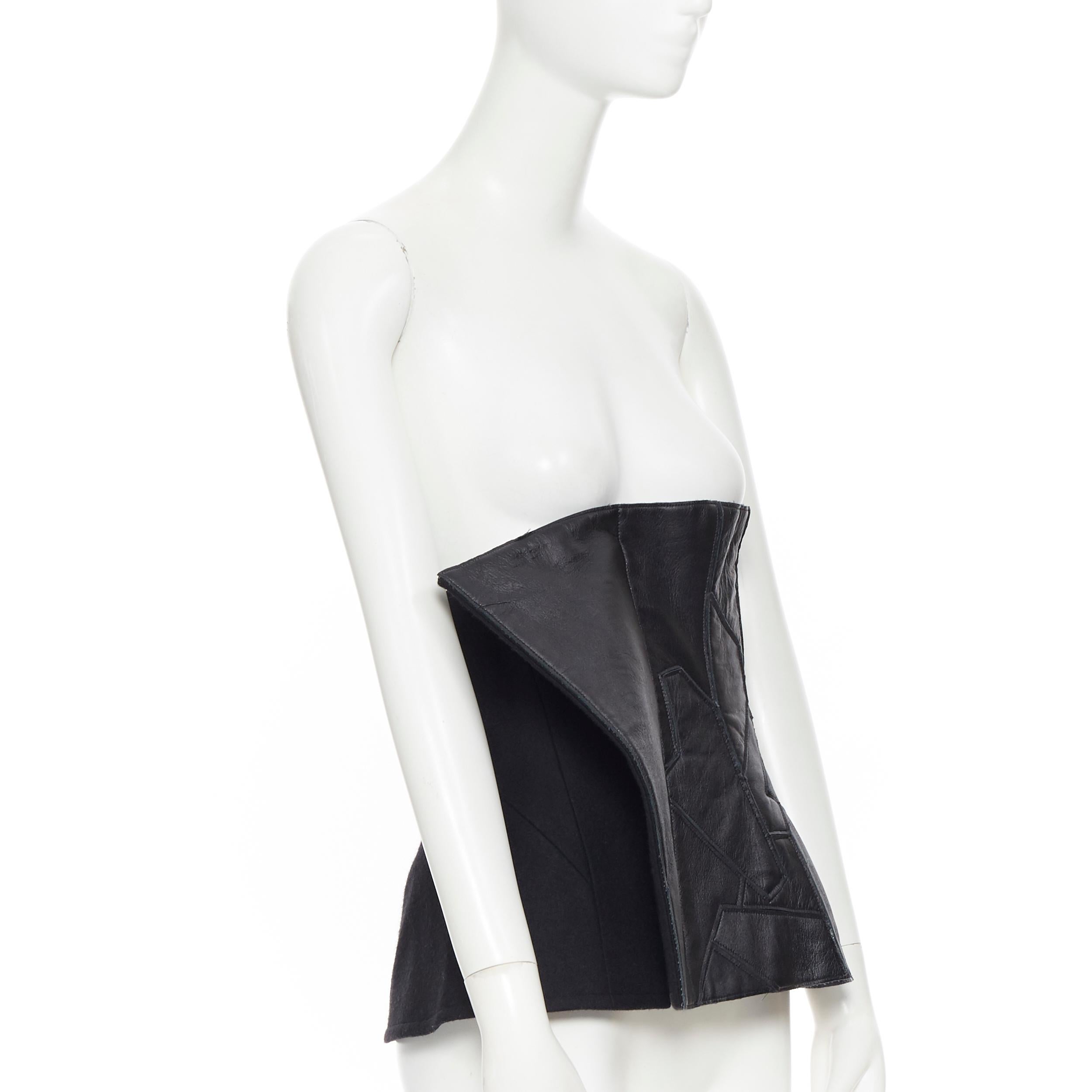 new YOHJI YAMAMOTO AW18 Runway black leather patchwork corset bustier belt JP2 M In New Condition In Hong Kong, NT