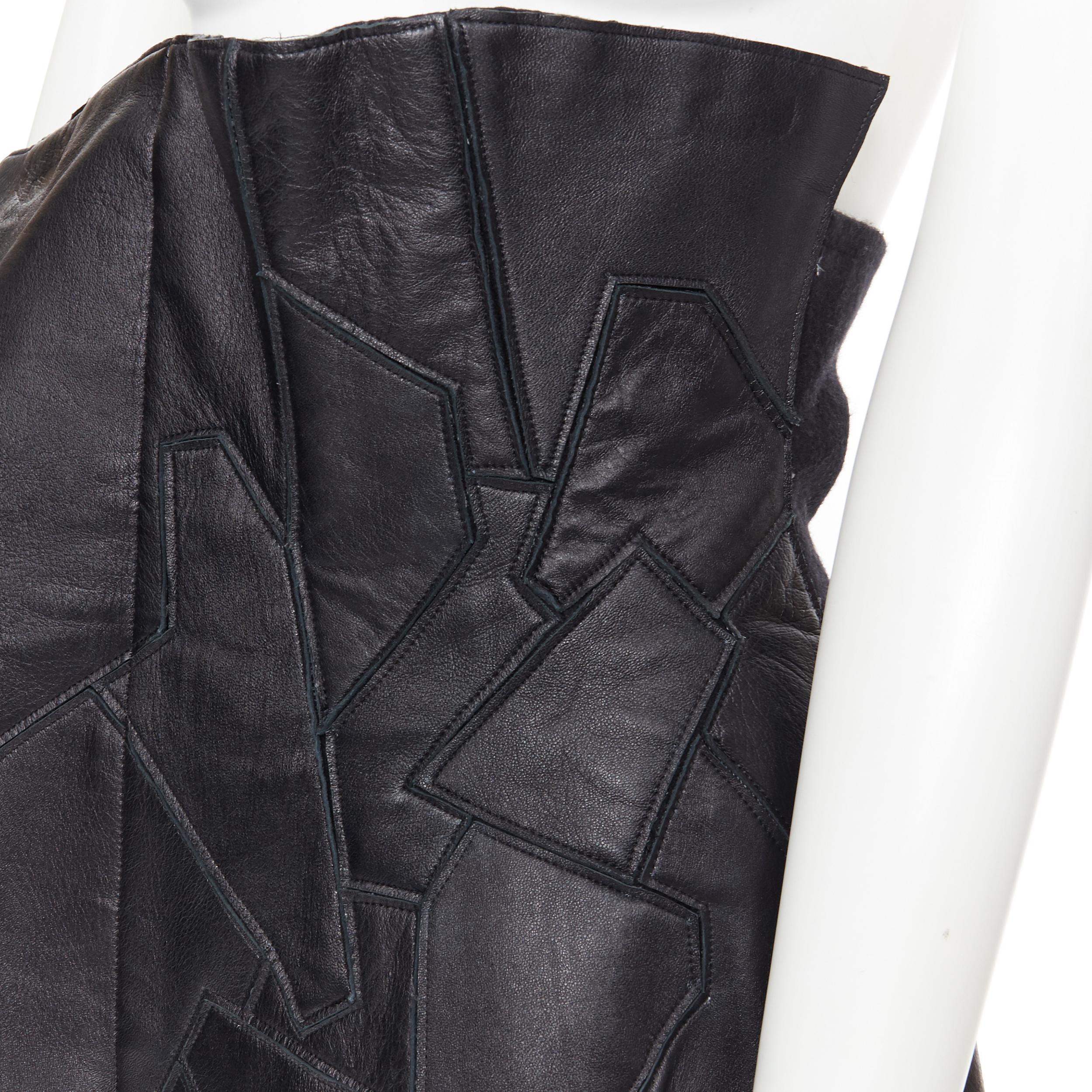 new YOHJI YAMAMOTO AW18 Runway black leather patchwork corset bustier belt JP2 M 1
