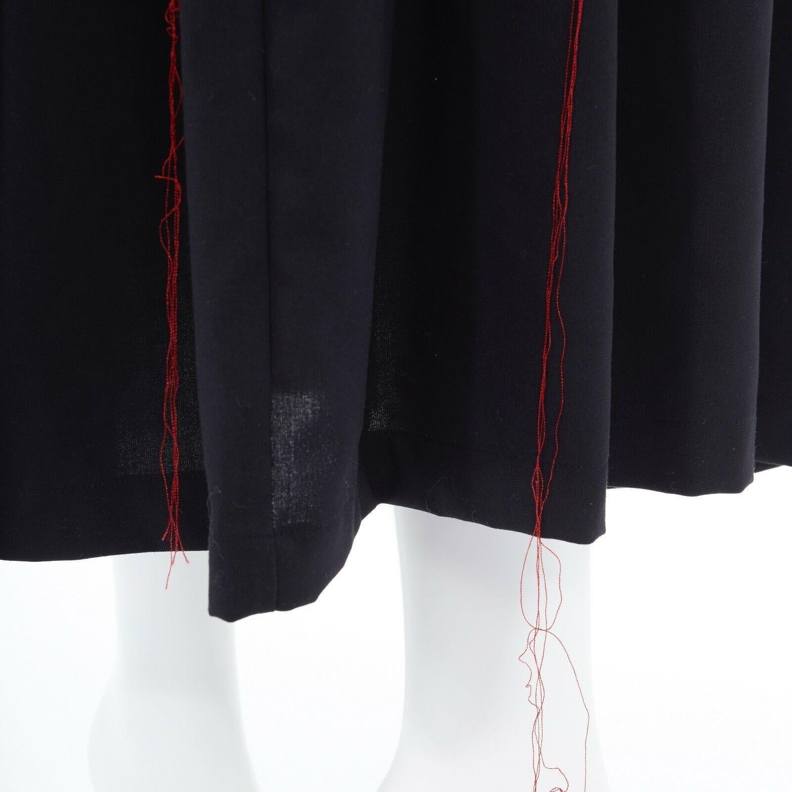 new YOHJI YAMAMOTO black mixed fabric drop waist embroidered shirred dress JP2 M 3