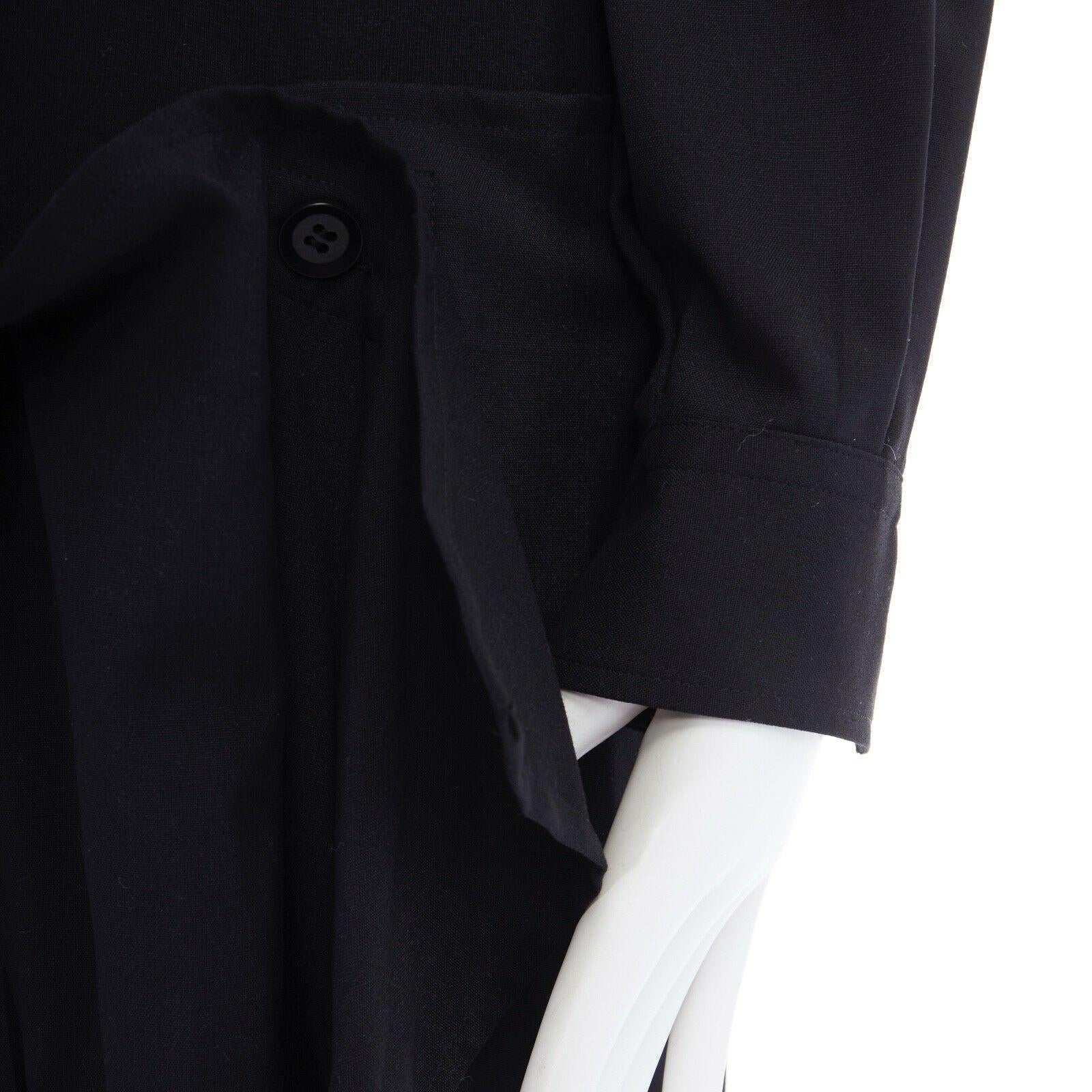 new YOHJI YAMAMOTO black mixed fabric drop waist embroidered shirred dress JP2 M 4