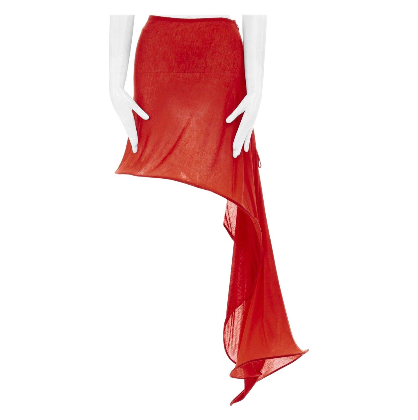 new YOHJI YAMAMOTO red cotton crinoline wired asymmetric draped skirt JP1 S 22"