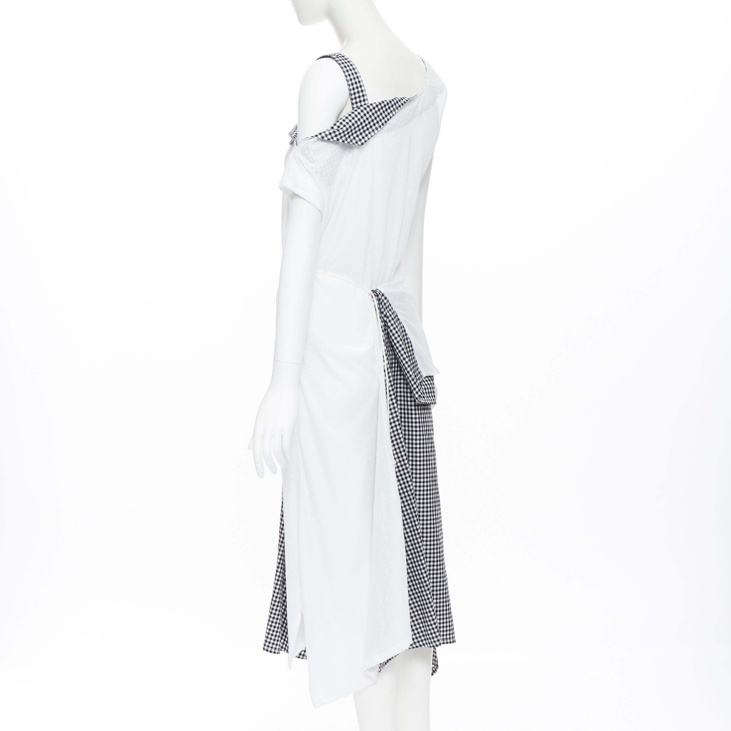 new YOHJI YAMAMOTO SS19 black gingham white cotton deconstructed day dress JP1 S 2