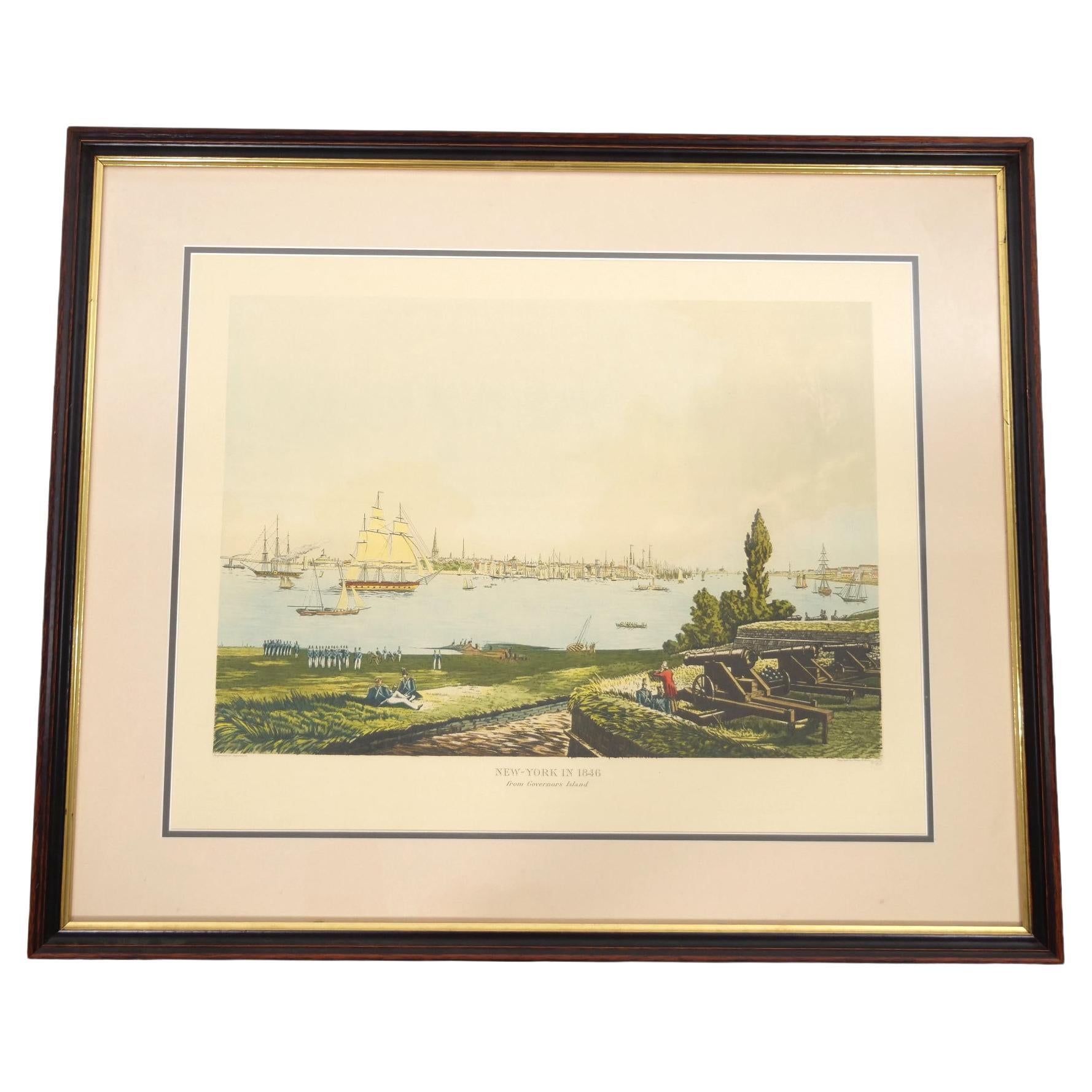 New York / 1846 Framed Aquatint Etching After Frederick Caitherwood