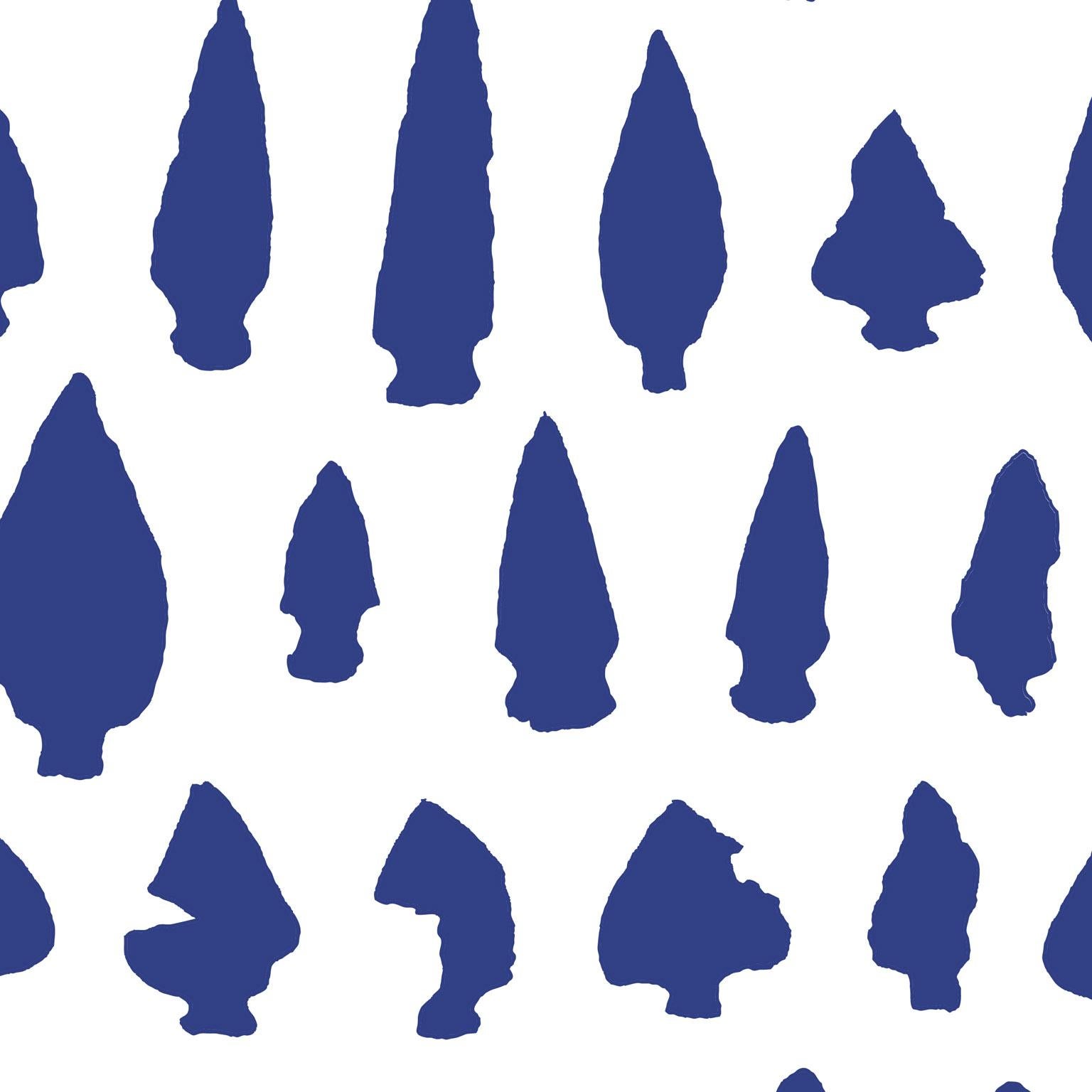 Modern New York Arrowheads Wallpaper- White on Charcoal Ground For Sale
