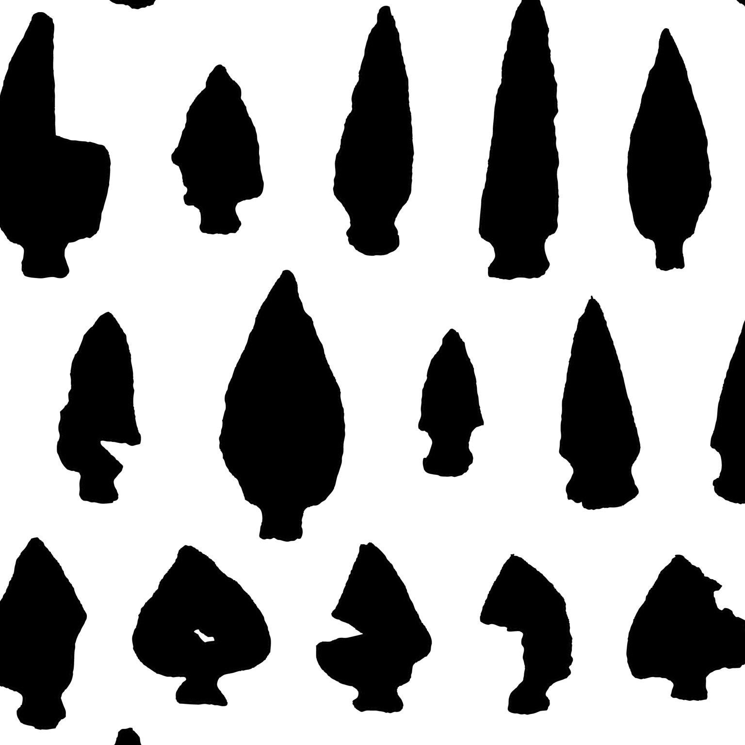 New York Arrowheads Wallpaper- White on Charcoal Ground In New Condition For Sale In Astoria, NY