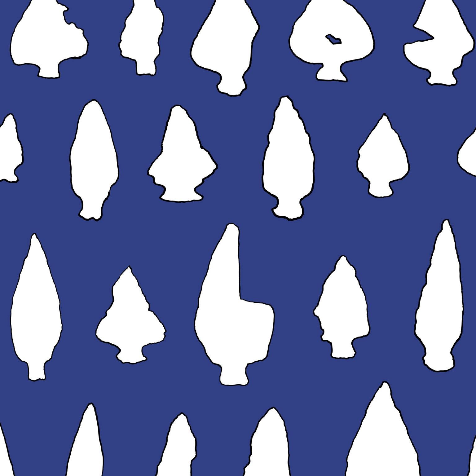 Contemporary New York Arrowheads Wallpaper- White on Charcoal Ground For Sale