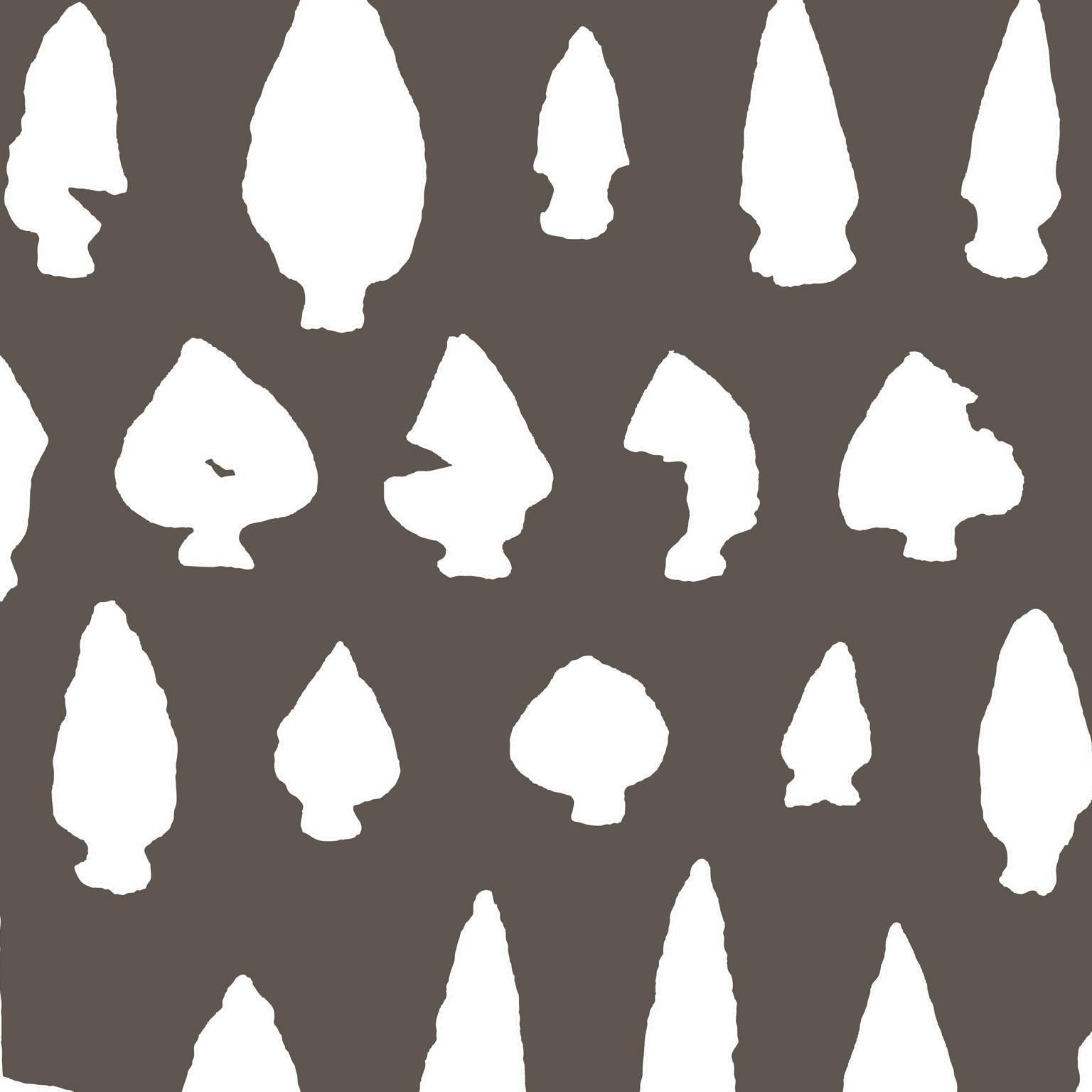 New York Arrowheads Wallpaper- White on Charcoal Ground For Sale