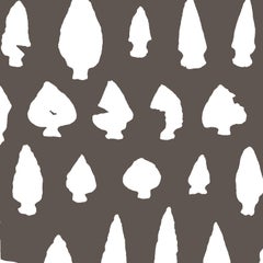 New York Arrowheads Wallpaper- White on Charcoal Ground