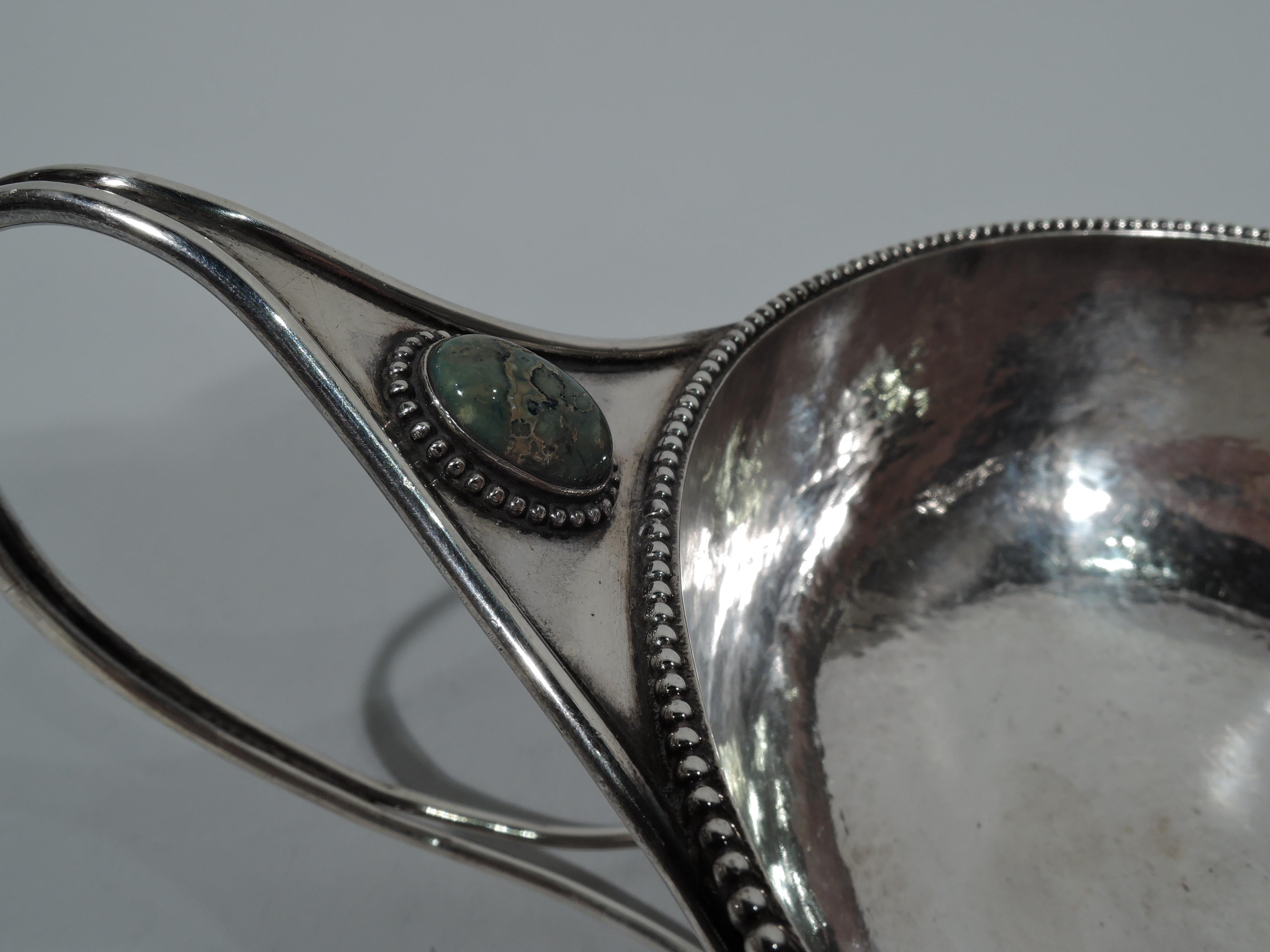 Hammered New York Arts & Crafts Sterling Silver Bowl in English Ashbee Style