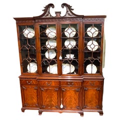 New York Bench Made Old Reprod. "Gothic" Chippendale Style Mahogany Bookcase