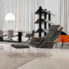 In Stock in Los Angeles, NY Grey Lounge Chair & Pouf, by Sergio Bicego
