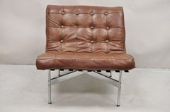 "New York" Brown Leather Lounge Chair by Katavolos Littell Kelley for Laverne