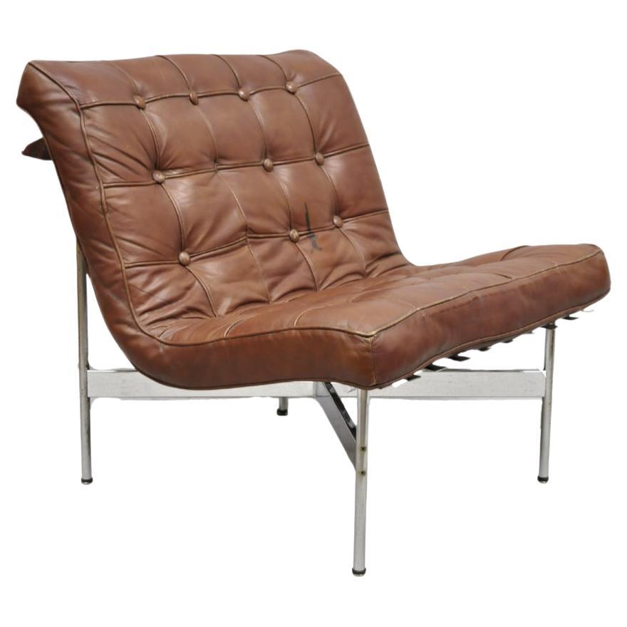 "New York" Brown Leather Lounge Chair by Katavolos Littell Kelley for Laverne For Sale