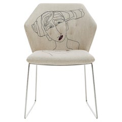 Chaise 1 de Marras en tissu beige et pieds chromés de Sergio Bicego