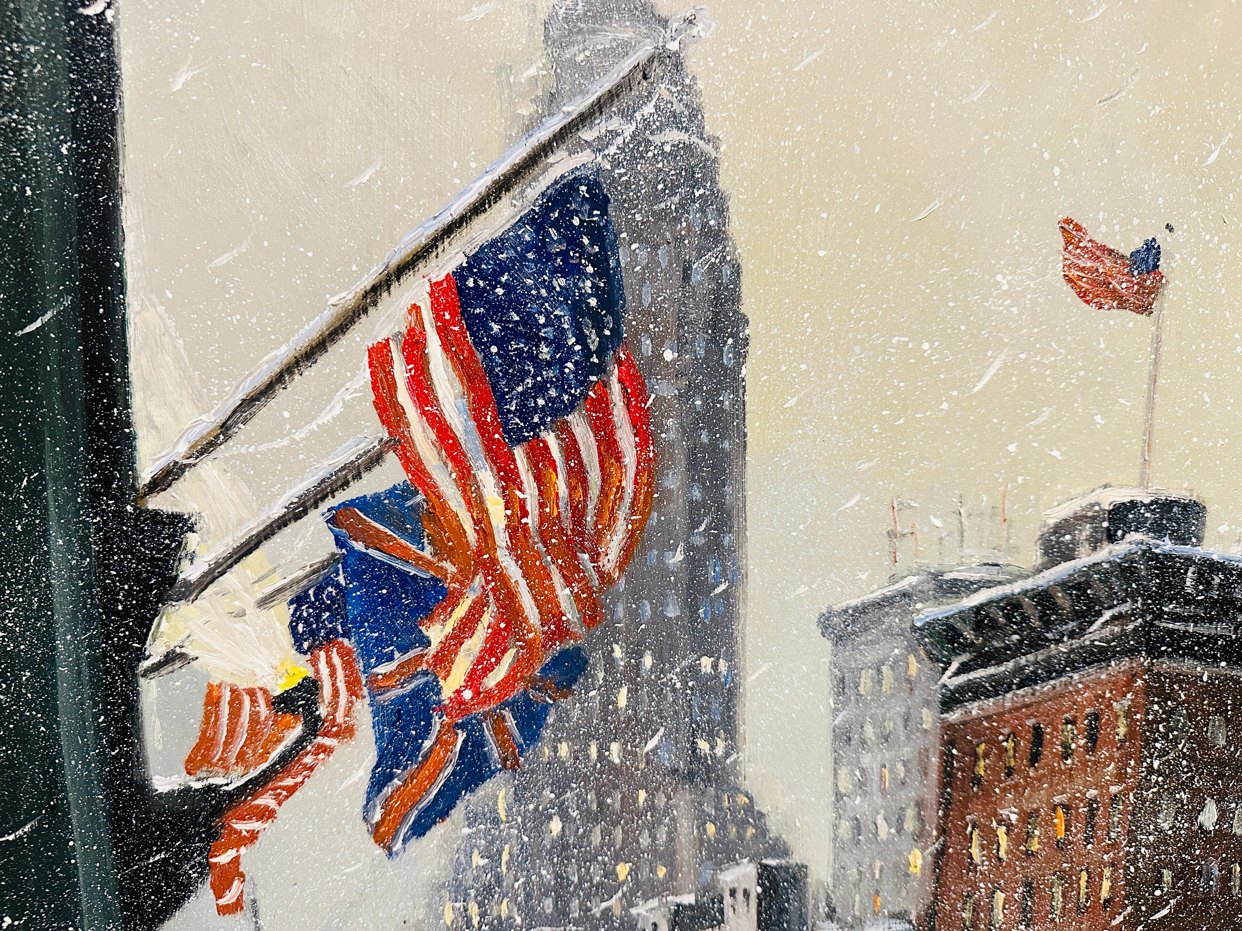 Nueva York 42nd Street Empire State Impresionista Escena invernal Pintura al óleo 4