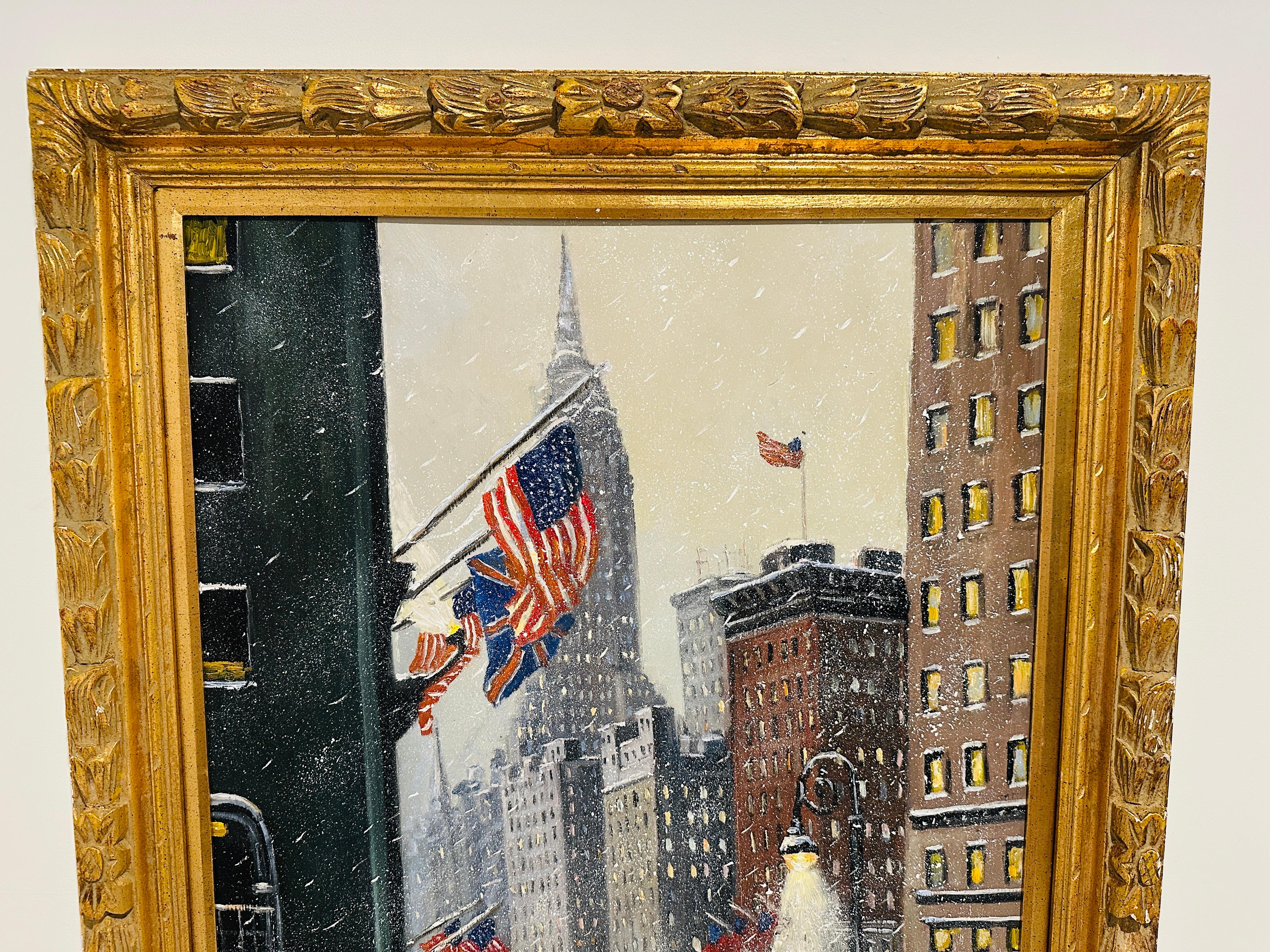 Nueva York 42nd Street Empire State Impresionista Escena invernal Pintura al óleo siglo XX