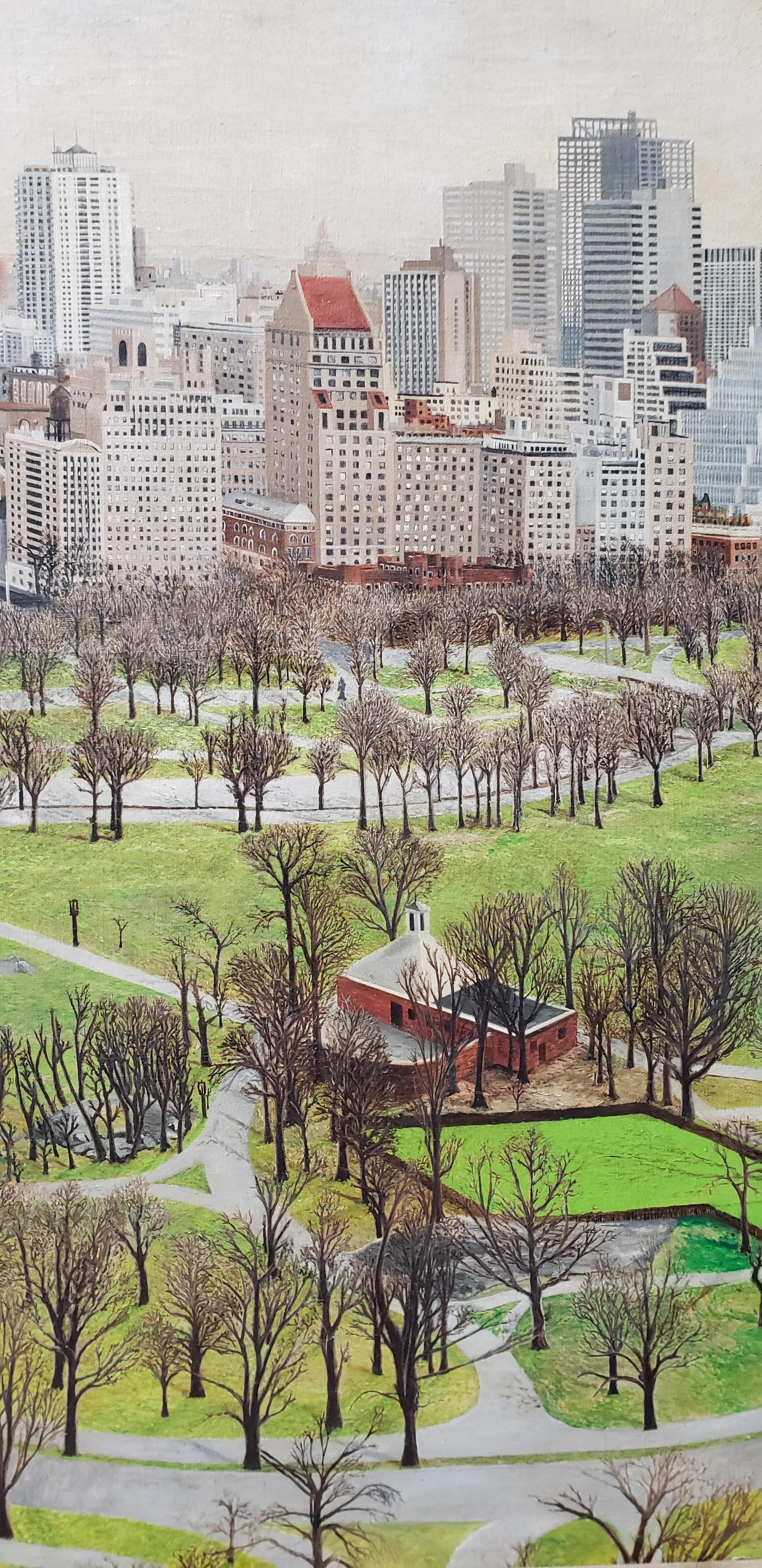 New York City Central Park South original oil painting by Morrison, circa 1970

Brilliant New York oil painting from 1970. A bird’s-eye view of the park with barren trees, and the encroaching skyscrapers at the parks edge.

Original oil on