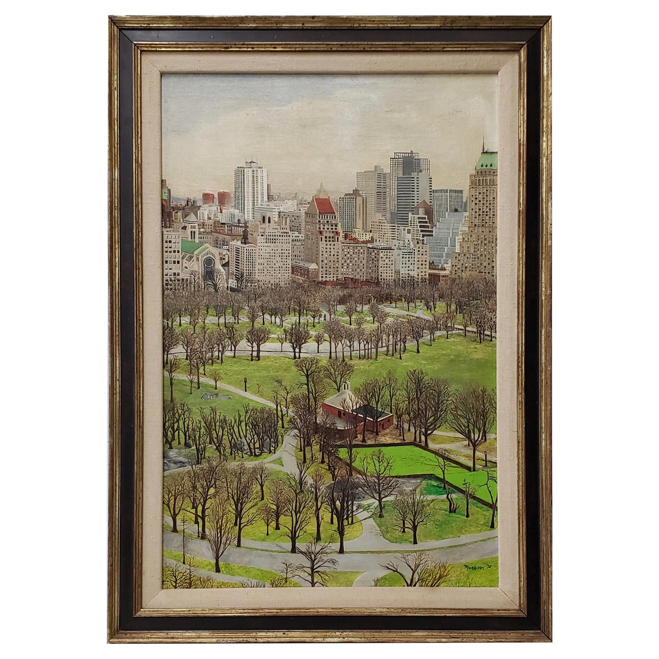 New York City Central Park South Original Oil Painting by Morrison, circa 1970