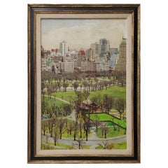 New York City Central Park South Original Oil Painting by Morrison, circa 1970