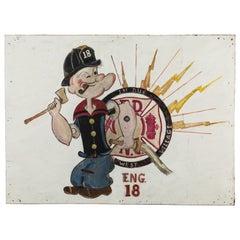 Vintage New York City Fire Station FDNY Hand Painted Popeye American Folk Art