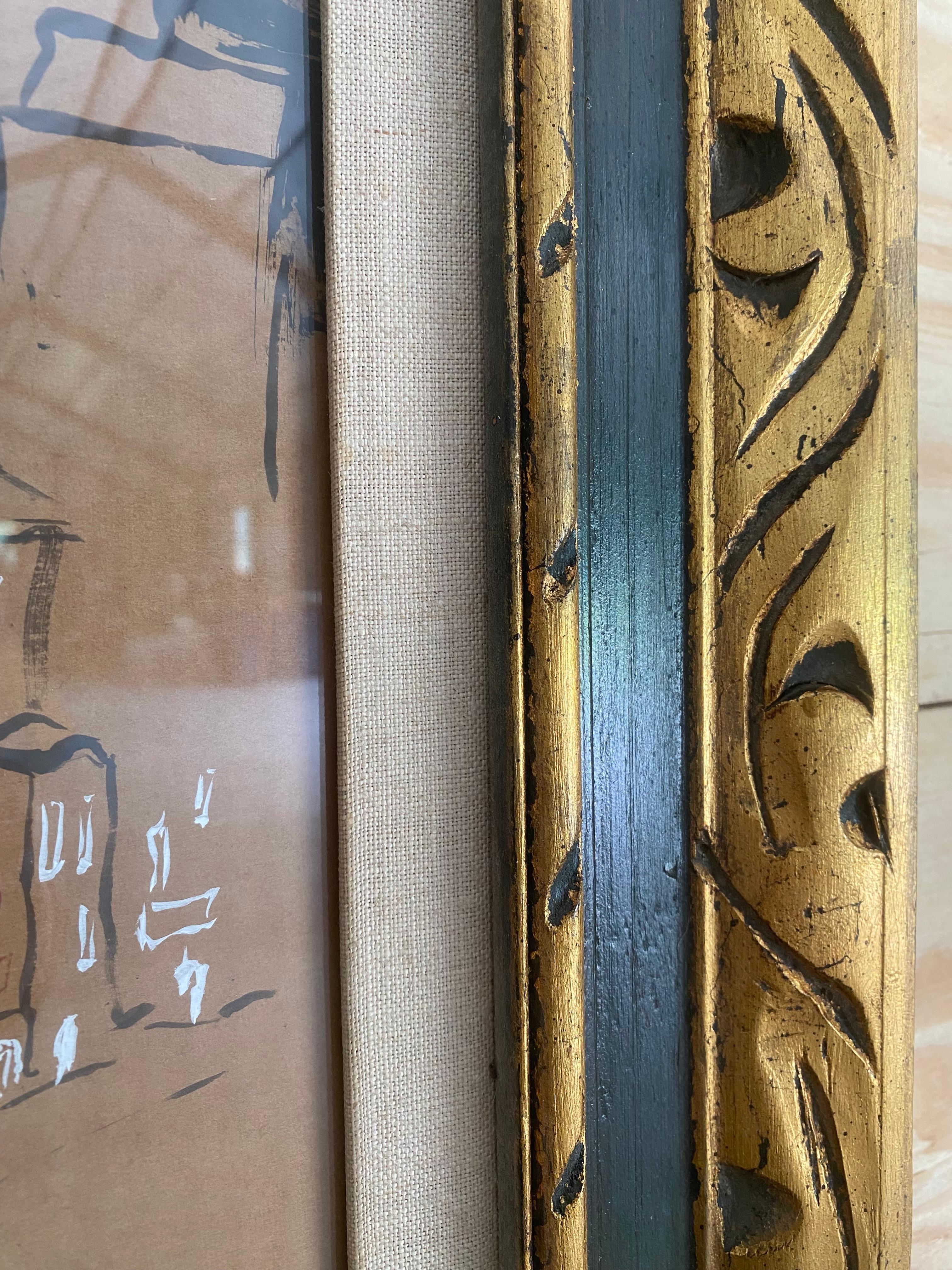 New York City Gouache-Gemälde in Giltwood-Rahmen im Angebot 8