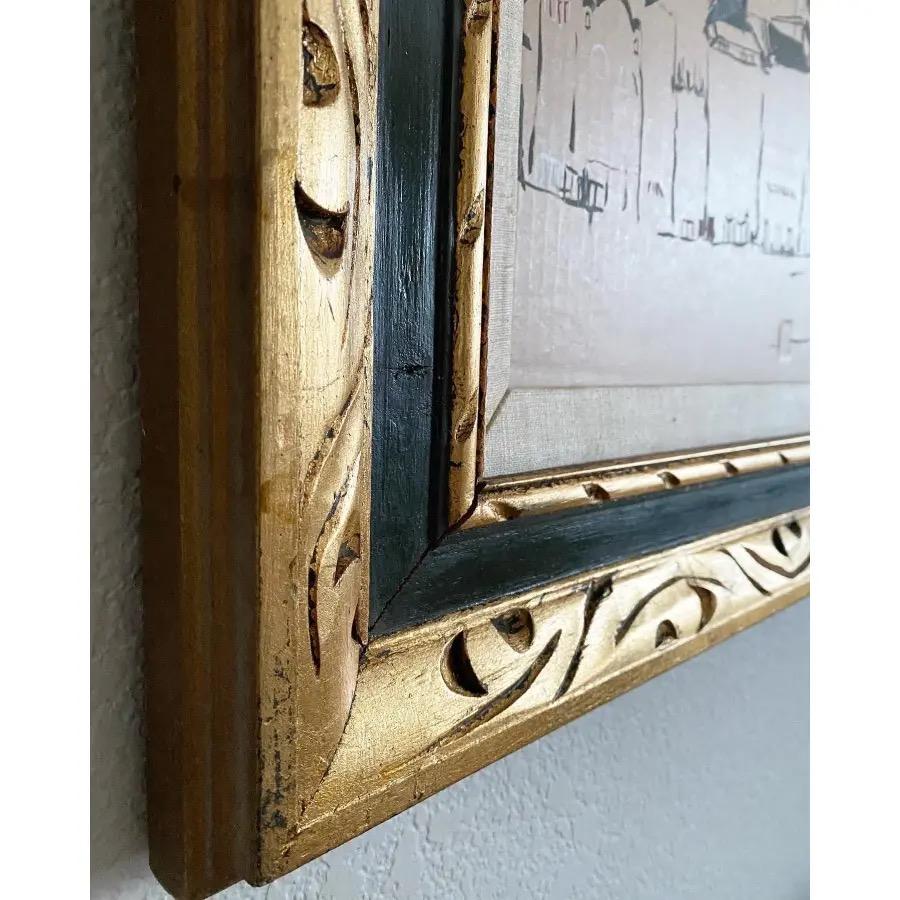 New York City Gouache-Gemälde in Giltwood-Rahmen im Angebot 11