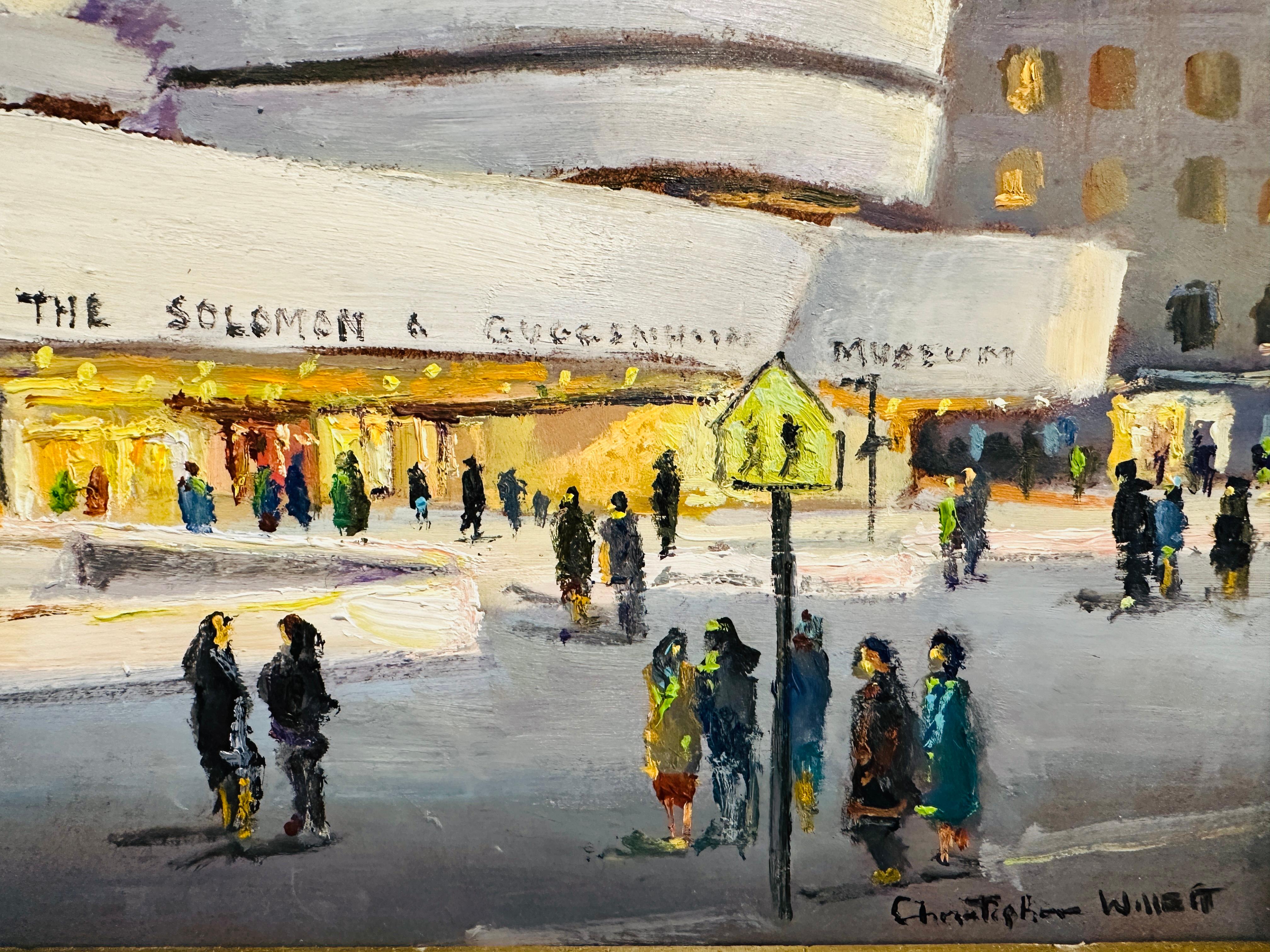 Coloniale americano Guggenheim Museum di New York Frank Lloyd Wright Pittura a olio impressionista in vendita