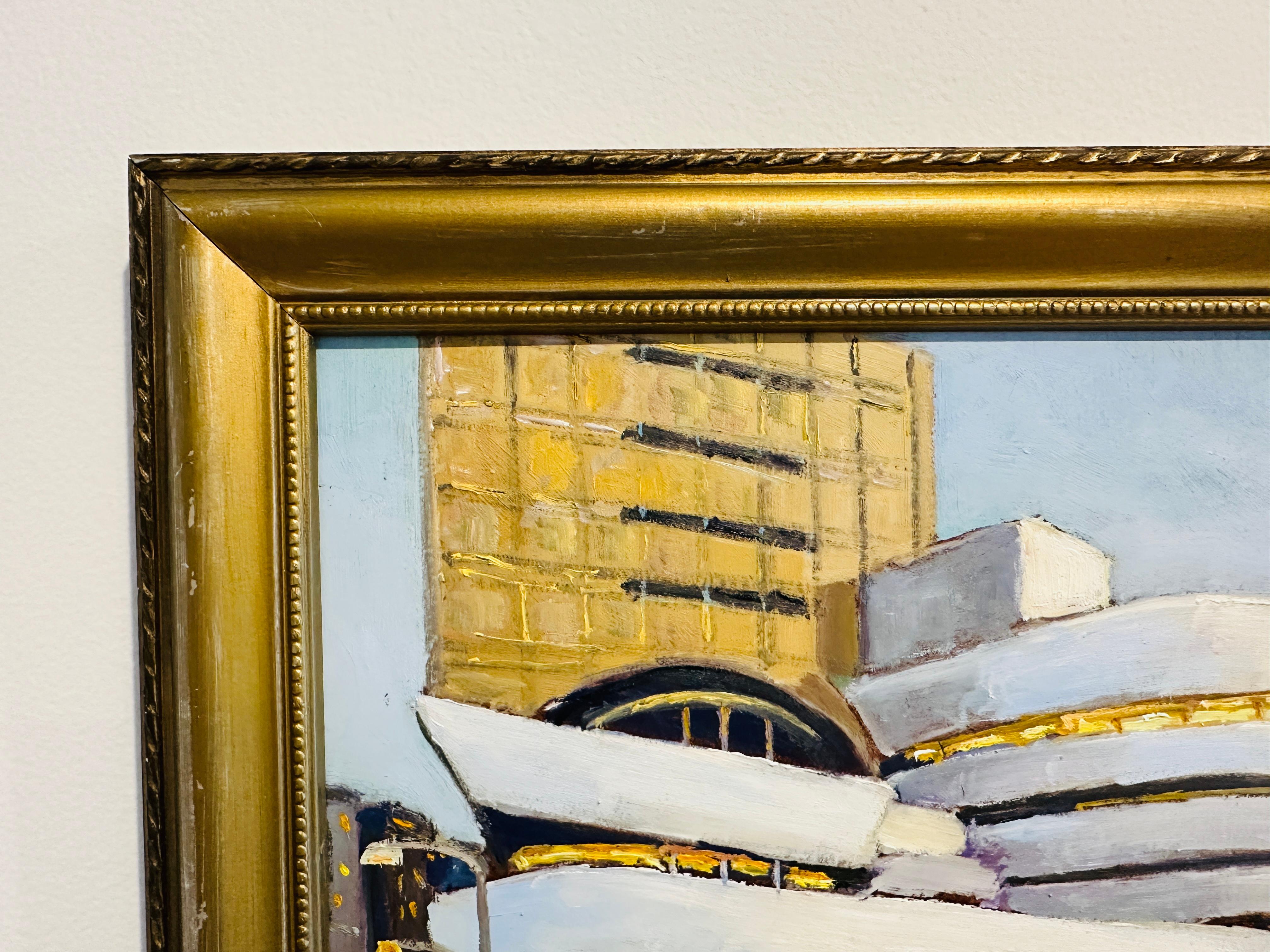 Guggenheim Museum di New York Frank Lloyd Wright Pittura a olio impressionista In condizioni ottime in vendita a Philadelphia, PA