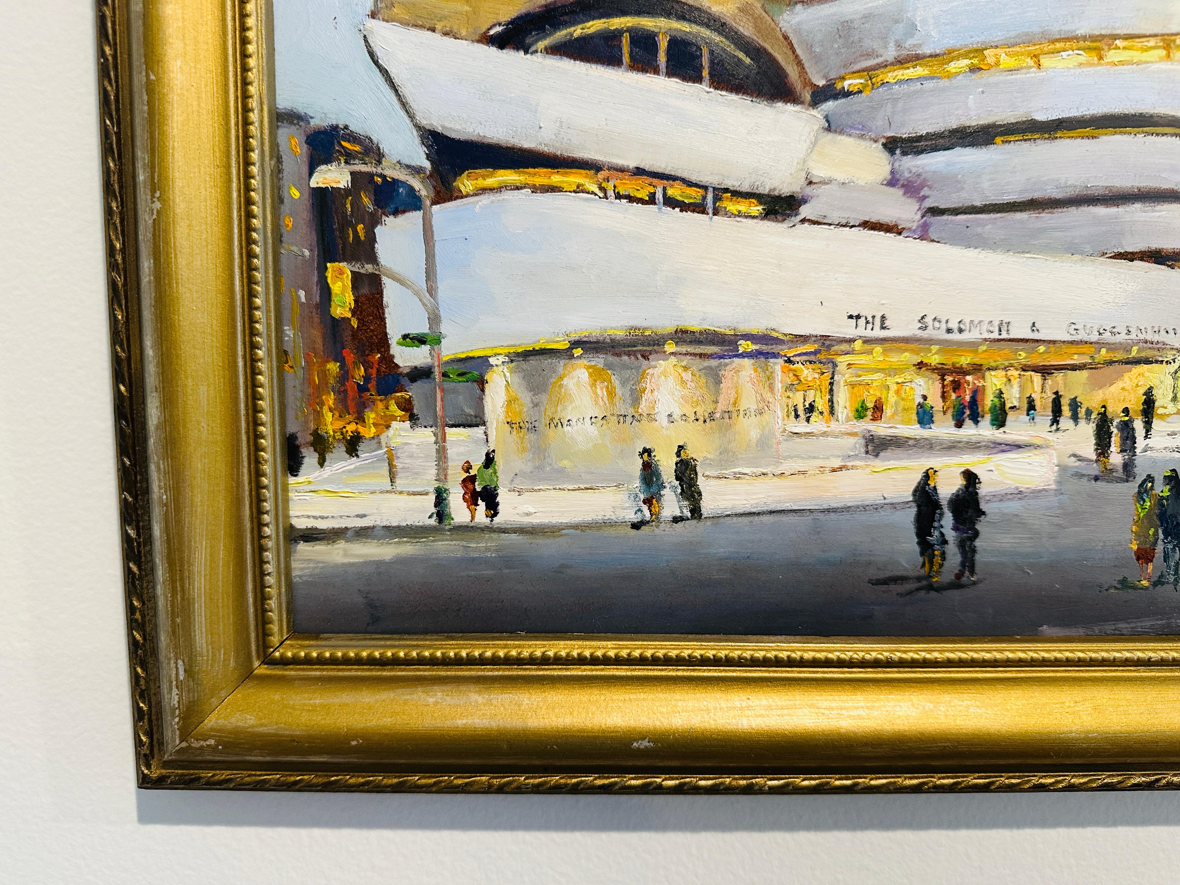 XX secolo Guggenheim Museum di New York Frank Lloyd Wright Pittura a olio impressionista in vendita