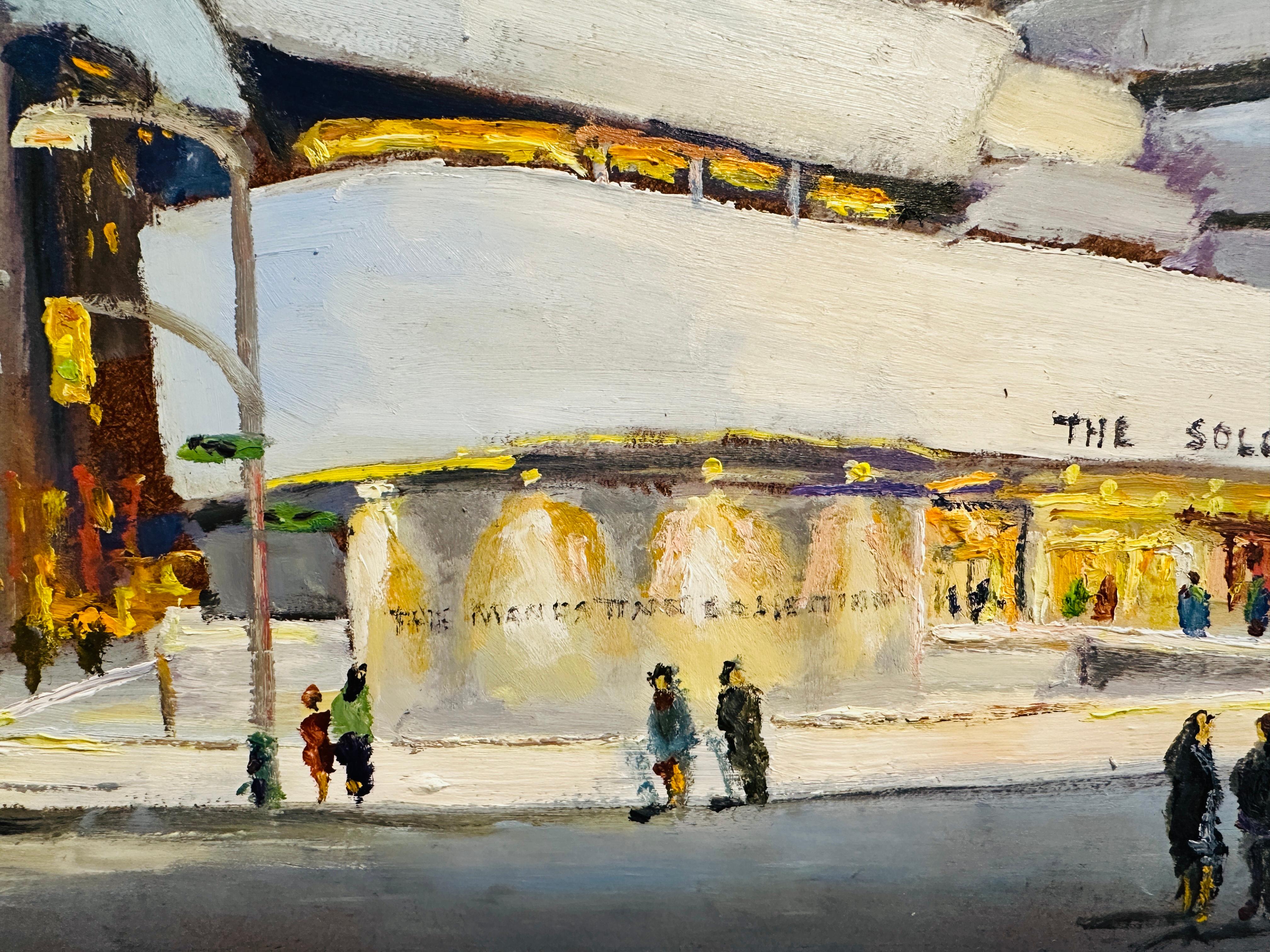 Tela Guggenheim Museum di New York Frank Lloyd Wright Pittura a olio impressionista in vendita