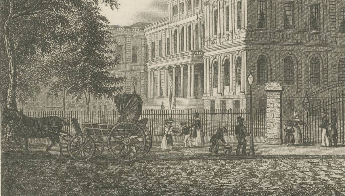 New York City Hall – Antique Architectural Engraving of Manhattan, c.1850