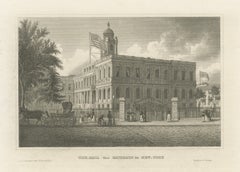 New York City Hall – Antique Architectural Engraving of Manhattan, c.1850