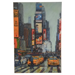 New York City in the rain, Oil on canvas, by Patrice Guiraud, 2017