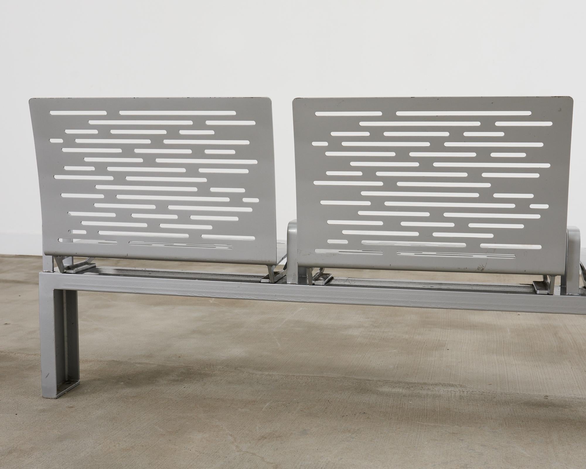 New York City Post Modern Iron Three Seat Park Bench For Sale 8