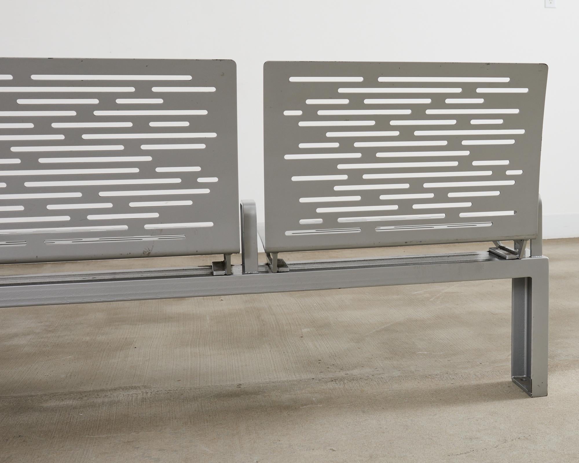New York City Post Modern Iron Three Seat Park Bench For Sale 9