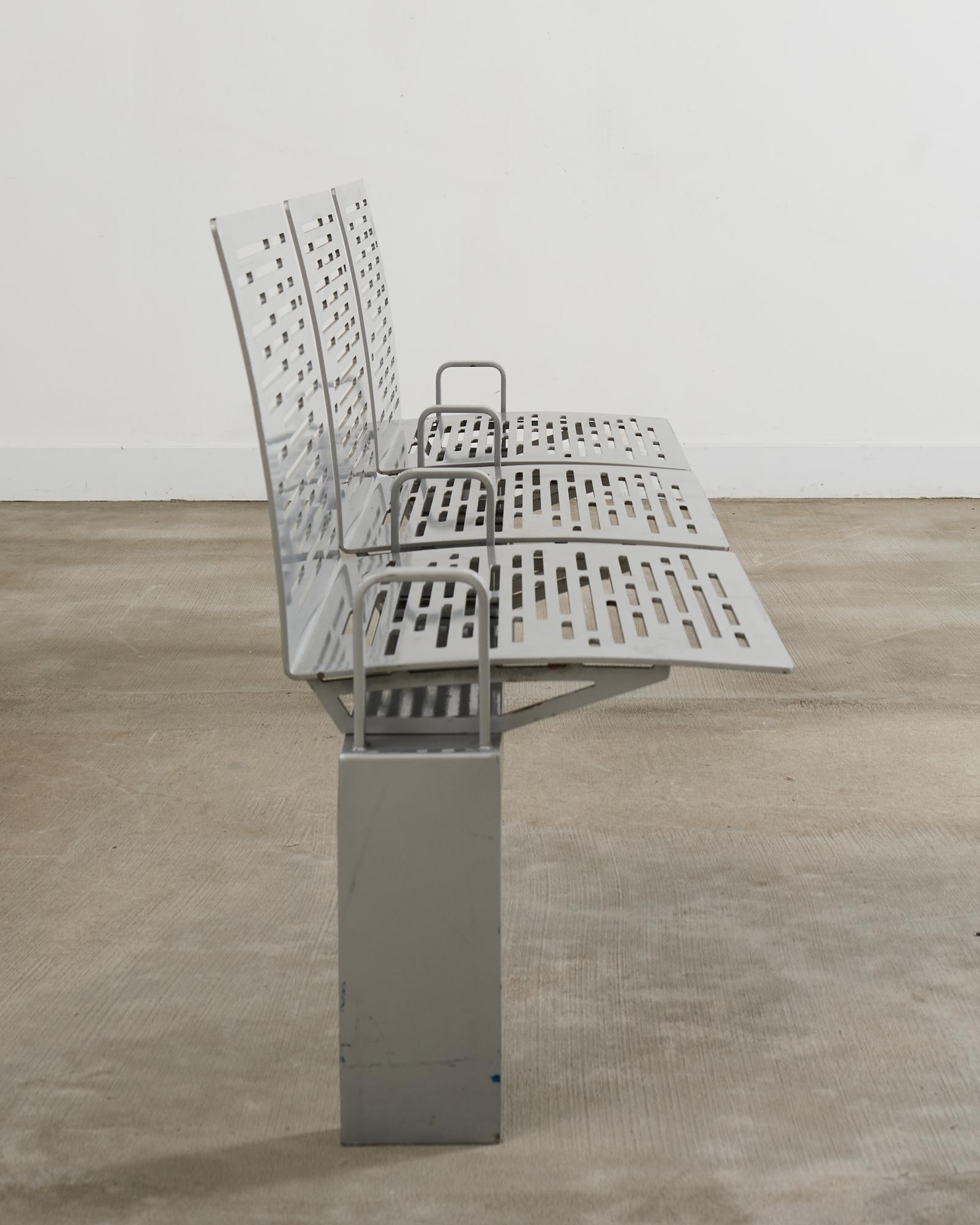 New York City Post Modern Iron Three Seat Park Bench For Sale 10