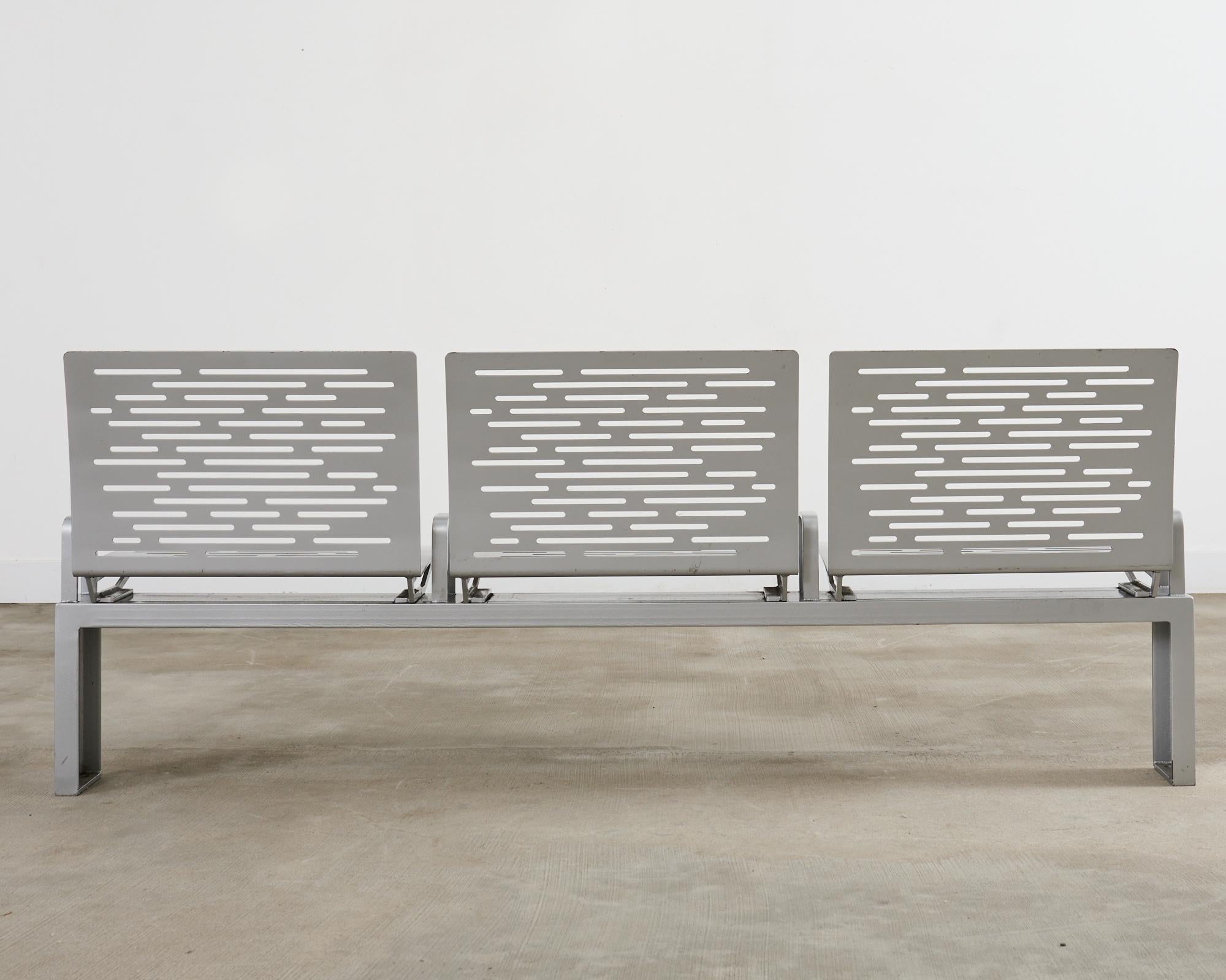 New York City Post Modern Iron Three Seat Park Bench For Sale 13