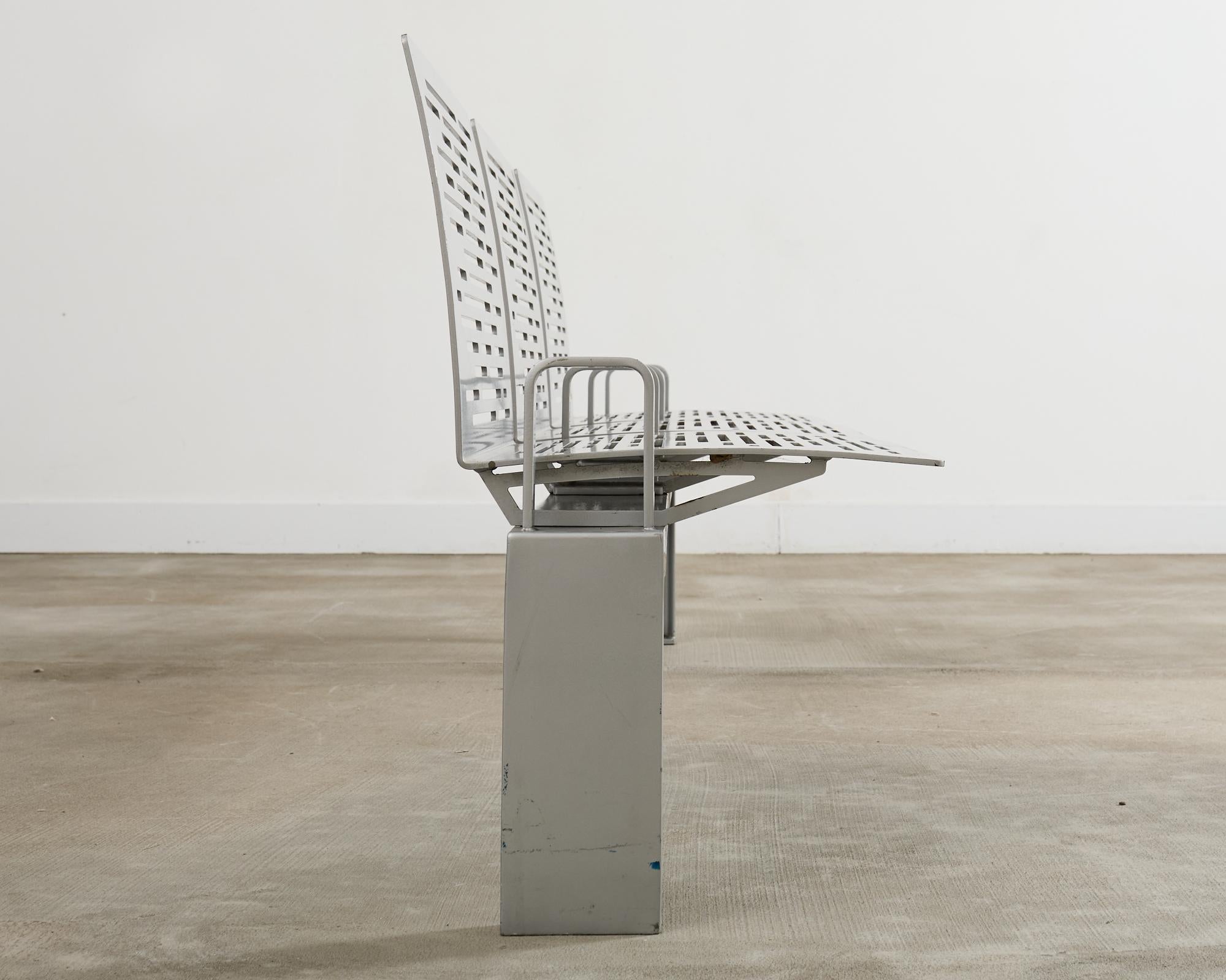 Contemporary New York City Post Modern Iron Three Seat Park Bench For Sale