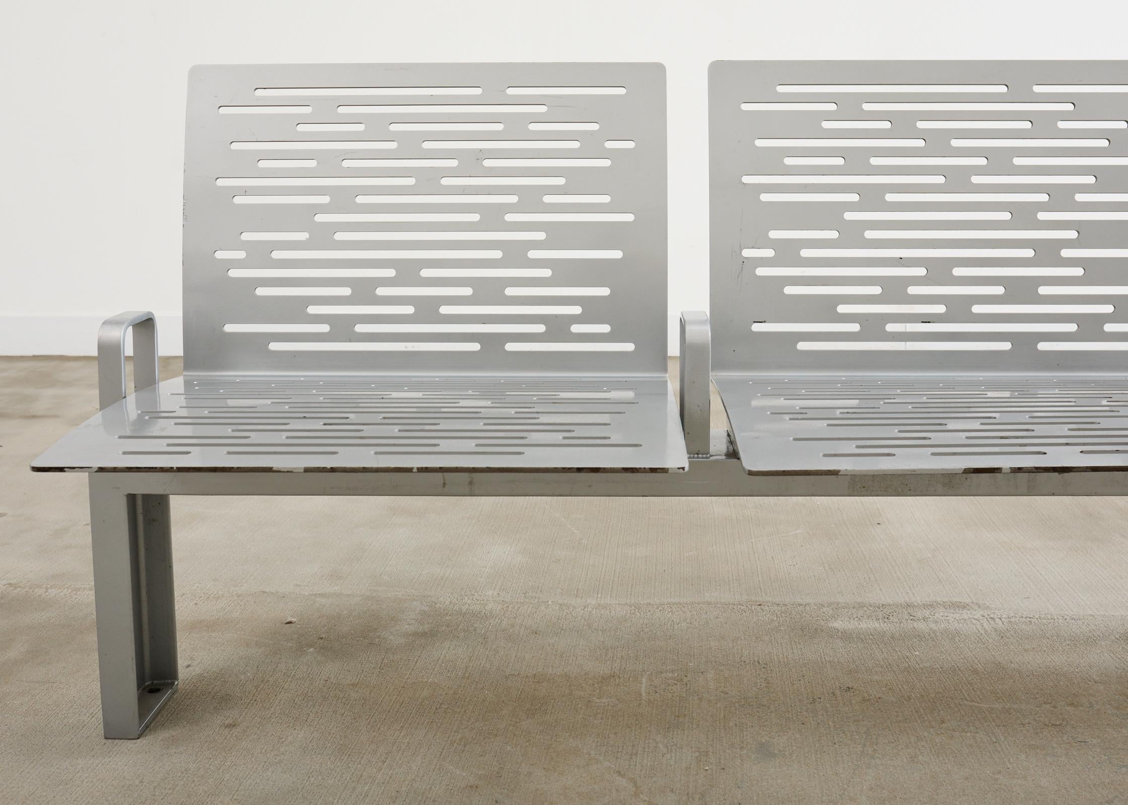 New York City Post Modern Iron Three Seat Park Bench For Sale 1