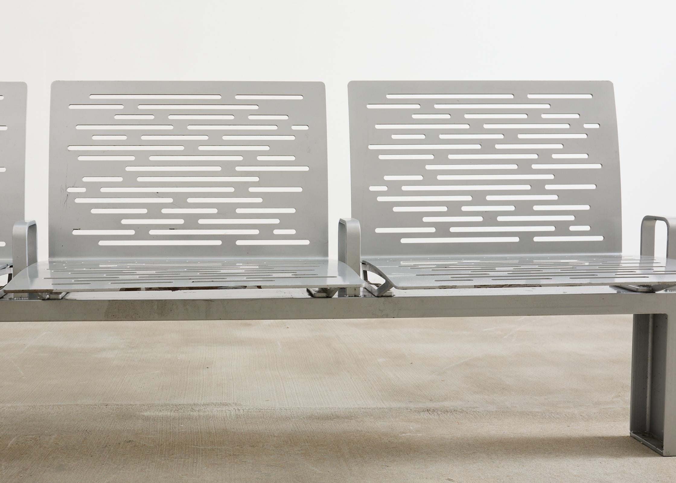 New York City Post Modern Iron Three Seat Park Bench For Sale 2