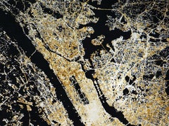 New York City Top Night view Rug India Hand Knotted Wool Carpet Black Background