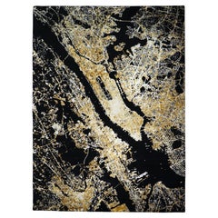 New York City Top Night view Rug India Hand Knotted Wool Carpet Black Background