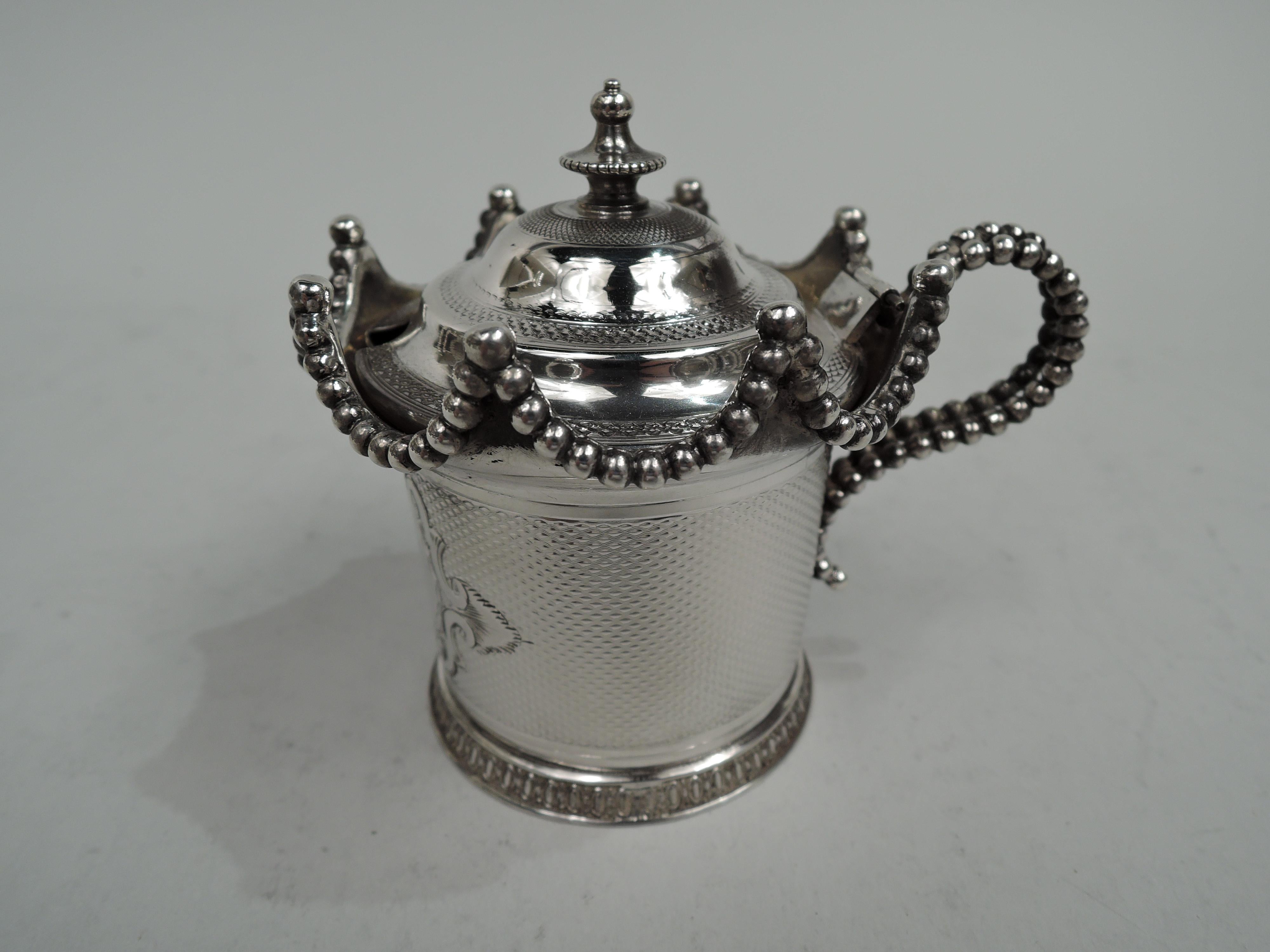 American Classical New York Classical Coin Silver Mustard Pot by Wood & Hughes