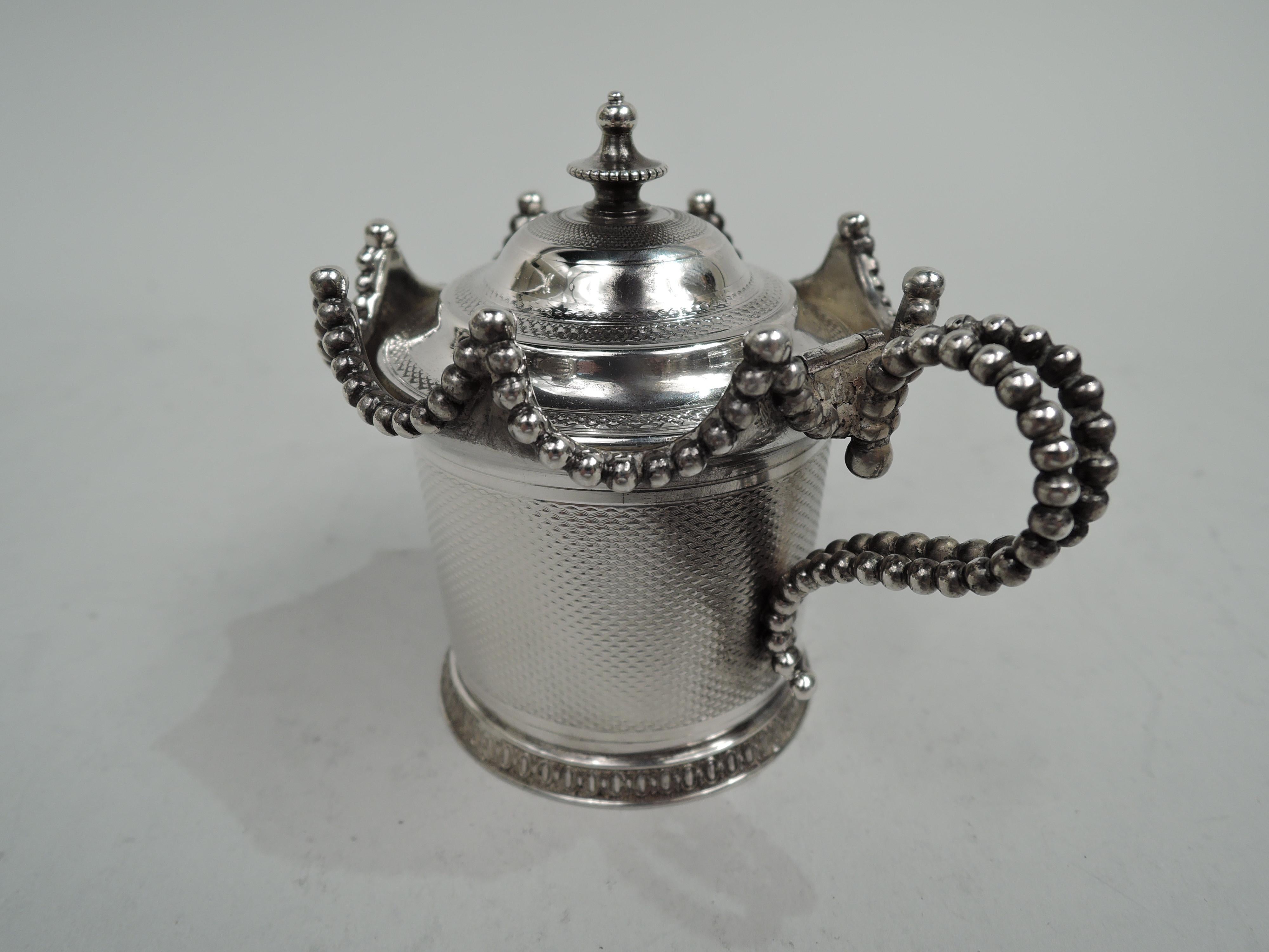 American New York Classical Coin Silver Mustard Pot by Wood & Hughes