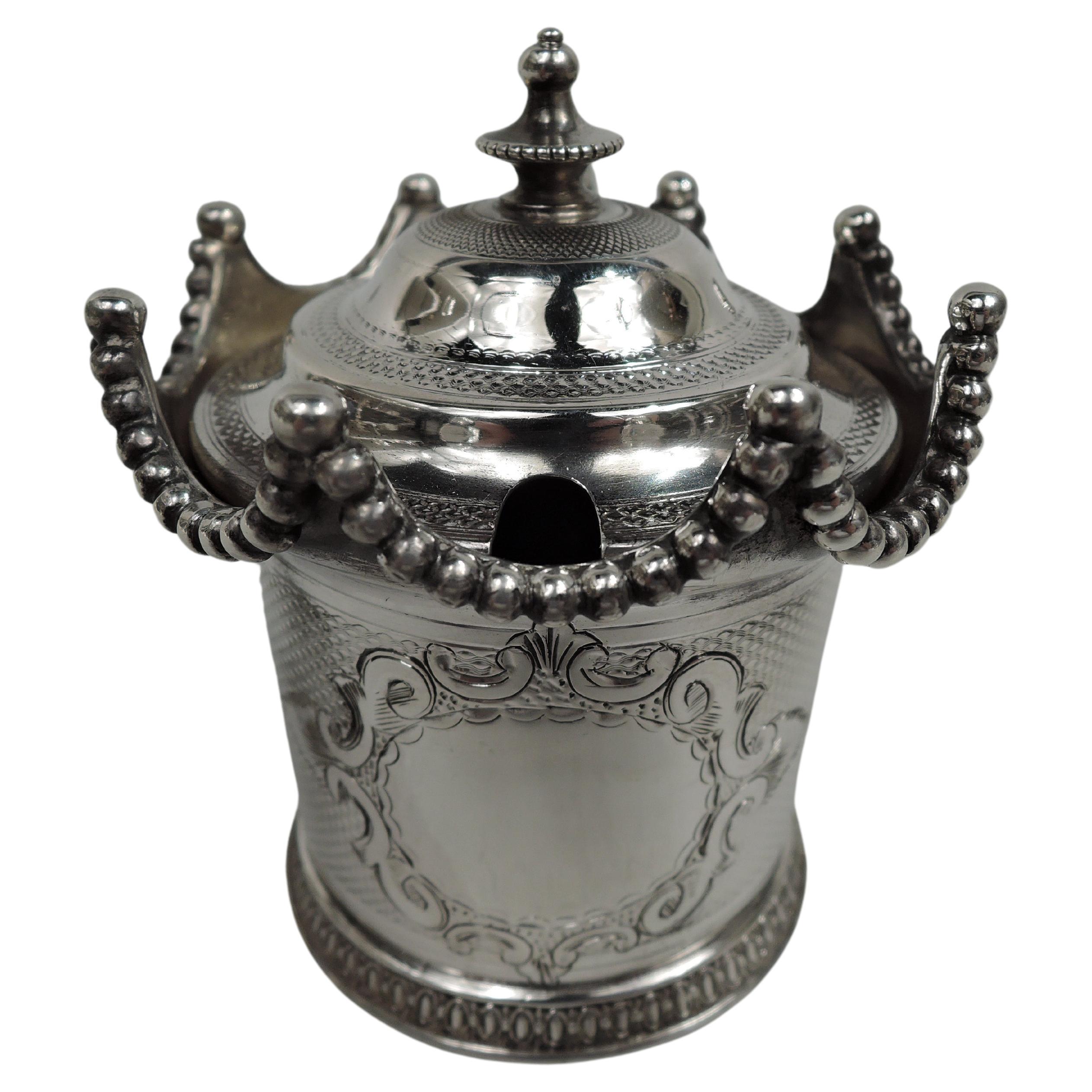 New York Classical Coin Silver Mustard Pot by Wood & Hughes