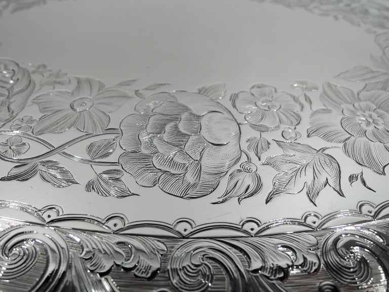 American New York Classical Coin Silver Tray by William Forbes for Ball, Black For Sale
