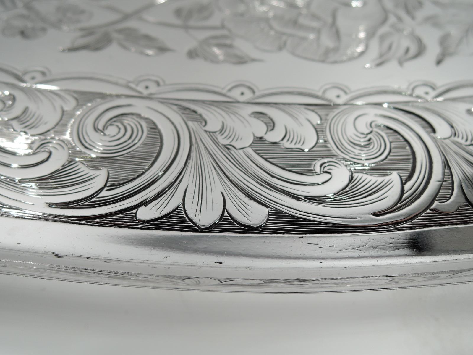 20th Century New York Classical Coin Silver Tray by William Forbes for Ball, Black