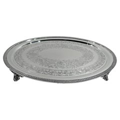 New York Classical Coin Silver Tray by William Forbes for Ball, Black