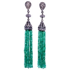 Lucea New York Emerald and Diamond Tassel Earrings