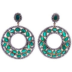 Lucea New York Emerald and Diamond Two-Tone Earrings